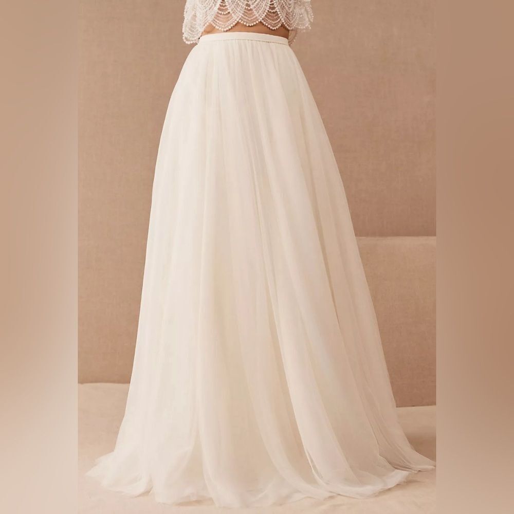 Jenny Yoo Ivory Flowing Maxi Skirt - Picture 3 of 7